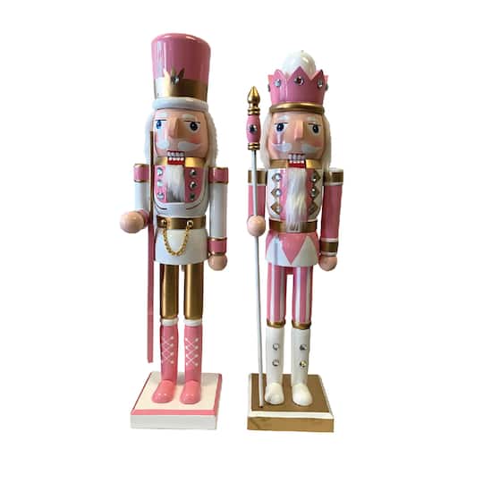 Santa's Workshop 14" Pink & Gold Nutcracker Set By Santasworkshop | 4" x 4" x 14" | Michaels®